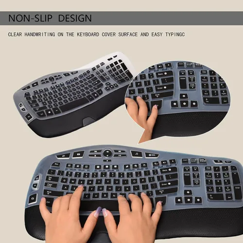 Vista 6 de Logitech K350 MK550 MK570 Wireless Wave Keyboard, protector de teclado de silicona ultrafino para Logitech K350 MK550 MK570 Accesorios de protección