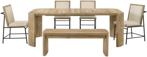 Vista 2 de Driftwood Dining Room 6Pc Set, Extension Leave Dining Table, 4 Side Chairs and Bench