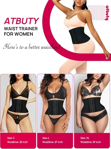 Vista 7 de Atbuty Formador de cintura corta para torso con corsé de Cincher debajo del busto faja deportiva de látex