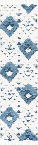Vista 11 de SAFAVIEH Alfombra marroquí con borlas, 2 x 3 pies, marfil y marrón, no desprende pelusa y fácil de limpiar, textura alta y baja, ideal