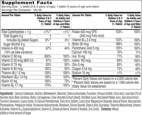 Vista 5 de Picapiedra Suplemento multivitamínico completo, tabletas masticables, 60 unidades, (paquete de 2)