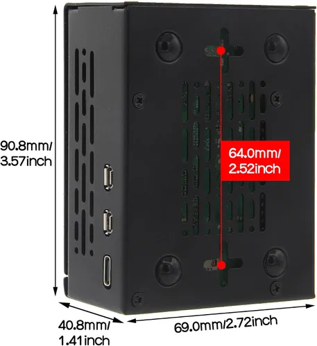 Vista 5 de Geekworm Funda de metal PCIe P579 con enfriador activo oficial Pi 5 para Raspberry Pi 5, soporte superior M.2 NVMe HAT X1001/X1004/X1003/X1015/X1000