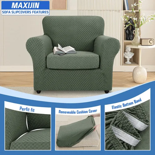Vista 3 de MAXIJIN funda para sofá de 4 piezas, para sofás de 3 plazas, muy elástica, no se desliza, para perros, para mascotas, protector elástico de muebles