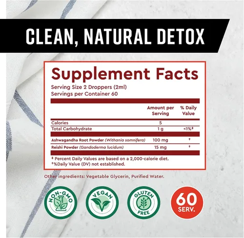 Vista 5 de 360 Nutrition Ashwagandha & Reishi - Suplemento de raíz de gotas para aliviar el estrés, la resistencia y la longevidad, y apoyo energético
