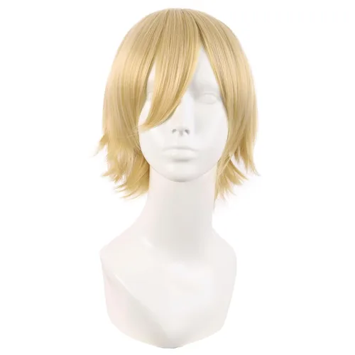 Vista 10 de MapofBeauty 12 pulgadas/30 cm Hombres corto recto Cosplay traje peluca, negro