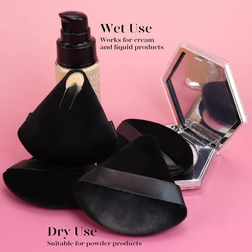 Vista 4 de BEAKEY Juego de 2 esponjas de maquillaje patentadas triangulares de 12 piezas y Flat Duo