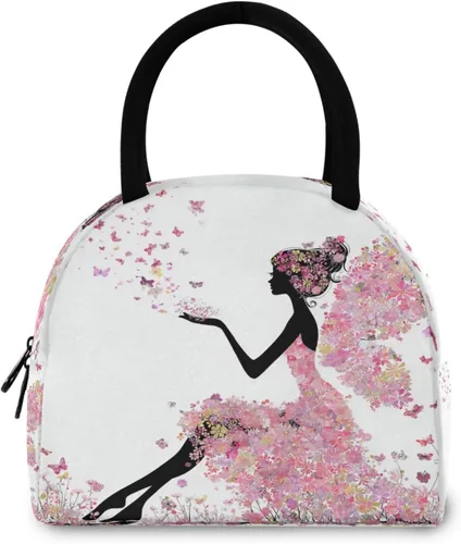 Vista 3 de Blueangle Lonchera con diseño de mariposa para mujer, bonita lonchera aislada con forro a prueba de fugas