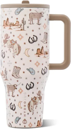 Vista 44 de HydroJug Traveler - Botella de agua de 40 onzas con asa y pajita abatible - Cabe en portavasos, vaso resistente a fugas - Reutilizable, aislado