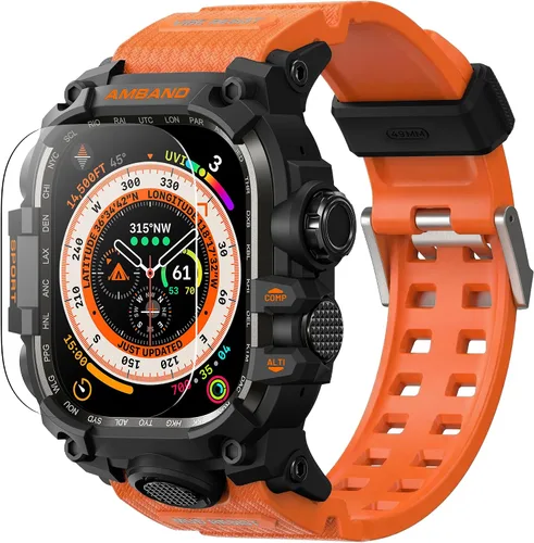 Vista 18 de amBand - Carcasa compatible con Apple Watch SE 3/SE 2/SE/6/5/4 de 1.732 pulgadas, M3 de 1.732 pulgadas, resistente correa táctica, protector