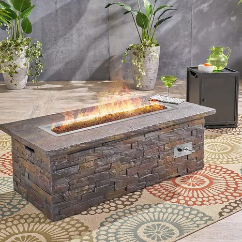 Vista 8 de Stanbroil Fogata rectangular de gas desplegable de 24 x 8 pulgadas con kit de encendido por chispa, 304 SS, versión de gas propano, 90,000 BTU máximo