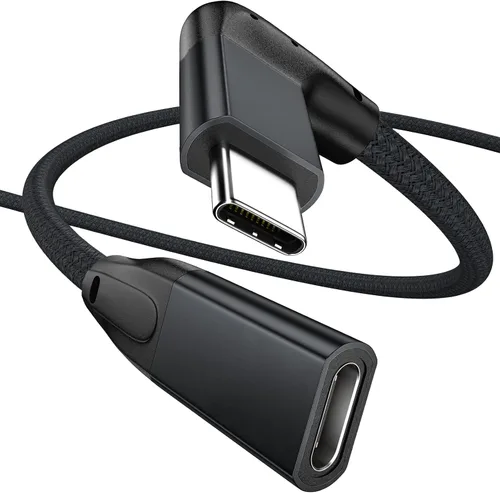 Vista 8 de UseBean Cable de extensión USB C en ángulo recto de 0.6 pies, 90 grados USB-C 3.2 Gen 2 20Gbps macho a hembra tipo C 4K cable extensor de video