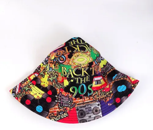 Vista 4 de Sombrero de pescador retro de los años 80 y 90 para mujeres y hombres, sombrero de pescador de moda, plegable, accesorios para rave, sombrero