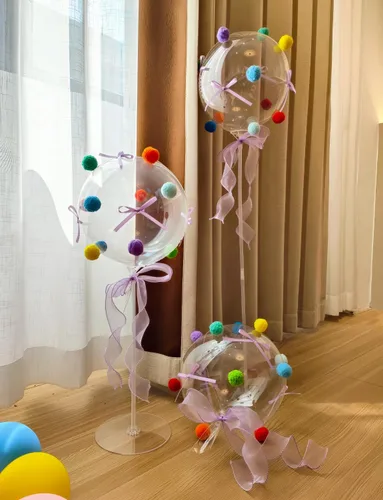 Vista 7 de Globos Bobo de 20 pulgadas – 30 globos transparentes de burbujas para rellenar, globo de helio para decoración de fiestas de bricolaje, cumpleaños