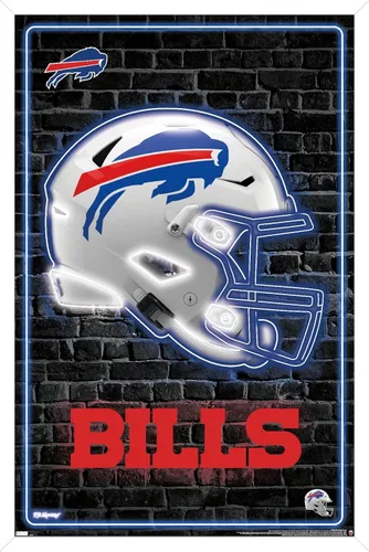 Vista 13 de NFL Buffalo Bills - Póster de pared con casco neón, 22.4 pulgadas de largo x 14.7 pulgadas de ancho, versión enmarcada de madera de granero