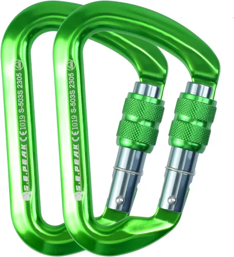 Vista 22 de SEPEAK UIAA - Mosquetón de escalada con bloqueo de 30 kN, clip profesional para puerta de tornillo resistente para escalada al aire libre