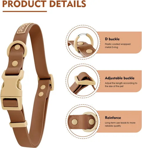 Vista 2 de Wolfone - Collar impermeable para perros con hebilla de liberación rápida, collar ajustable lindo para perros, cómodo, resistente, duradero, a