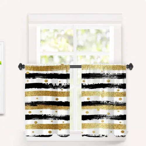 Vista 187 de Cortinas opacas de poliéster multicapa para cafetería, con diseño de diamantes, 2 unidades, 26 x 24 pulgadas