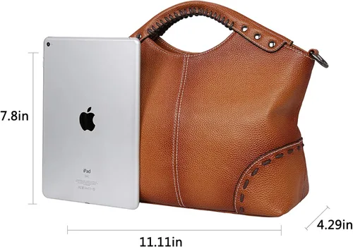 Vista 4 de Heshe Monederos vintage de cuero genuino para mujer bolso cruzado con asa superior bolso cruzado de diseñador para mujer y carteras largas con clip