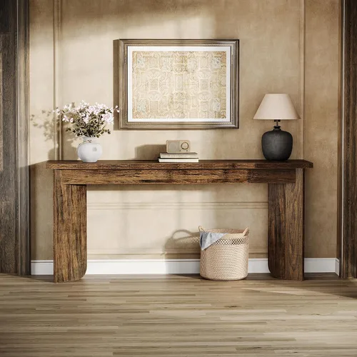Vista 7 de Tribesigns Mesa consola de sofá de 70.9 pulgadas, mesa de entrada extra larga de madera con mesa ampliada, consola de granja detrás del sofá