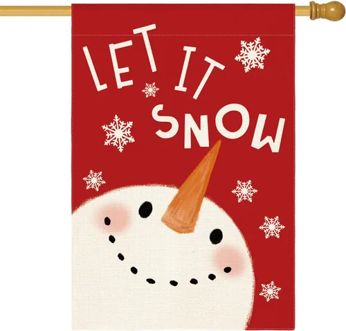 Vista 11 de AVOIN colorlife Azul Deja Que Nieve Muñeco de Nieve Copo de Nieve Bandera de Jardín 12 x 18 Pulgadas de Doble Cara, Bandera Decorativa de Navidad