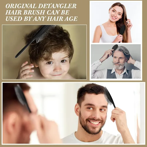 Vista 6 de Nuenen 6 piezas de cepillo desenredante húmedo para cabello seco, cepillo desenredante con cerdas suaves para mujeres, hombres, niñas y niños (negro)