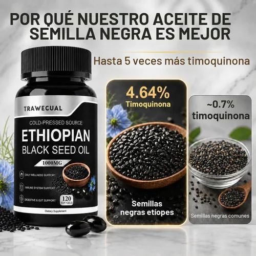Vista 3 de Cápsulas blandas de aceite de semilla negra etíope, 120