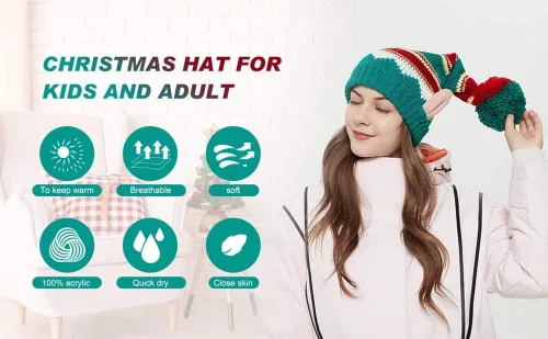 Vista 6 de LMLALML Sombreros de Navidad para mujeres, niños y hombres, elegante gorro de punto cálido y divertido para Año Nuevo, fiesta festiva