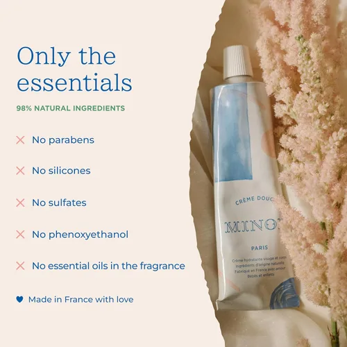 Vista 5 de MINOIS PARIS Crema suave para recién nacidos y niños Crema de loción facial y corporal fabricada en Francia con manteca de karité, almendra dulce