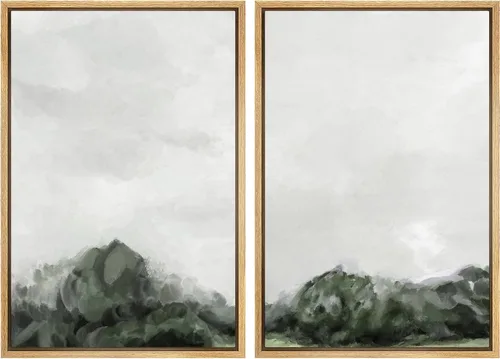 Vista 101 de MUDECOR Lienzo enmarcado para pared, bosque brumoso, reflejos, paisaje tranquilo, ilustraciones modernas, arte decorativo, bohemio, tranquilo/zen