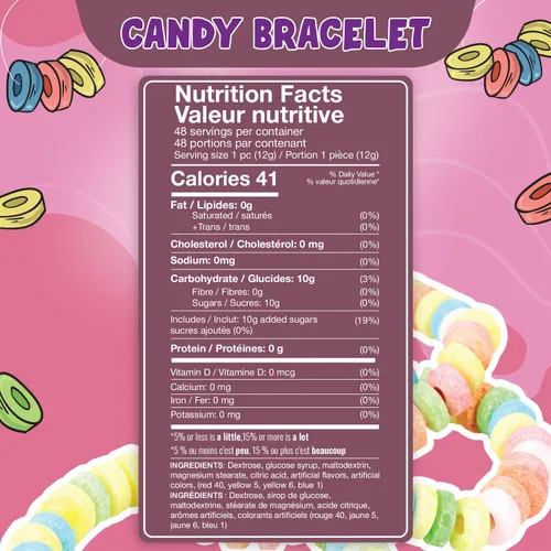 Vista 2 de Pulseras de dulces a granel de 48 unidades con envoltorio individual de Fresh Finest - Pulseras de dulces novedosas. Perfectas para recuerdos