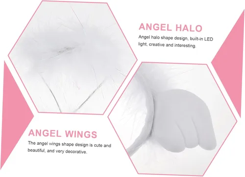Vista 4 de SHERCHPRY 4pcs Angel Headband Glowing Headdress Decor Angel Themed Headband Furry Hairband Angle Wing Headband Angel Headband Prop Glowing Hairband