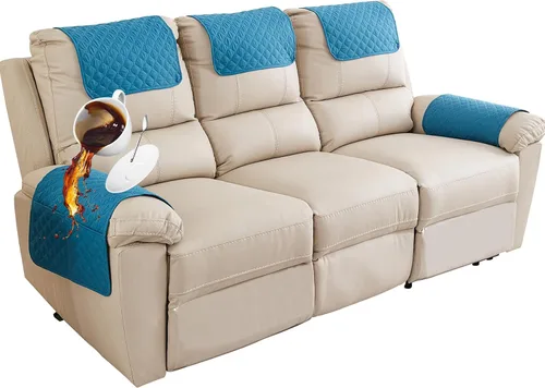 Vista 42 de Funda para Reposabrazos de Sofá, Funda para Reposacabezas de Silla Reclinable, Funda de Sillón con Bolsillos, Protector de Muebles Acolchado Beige