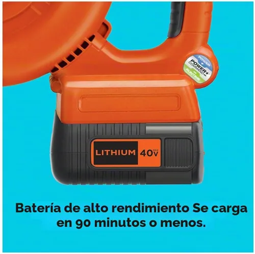 Vista 6 de Barredora de iones de litio Black and Decker de 40 V, Incluye batería de 40V, 24, Negro