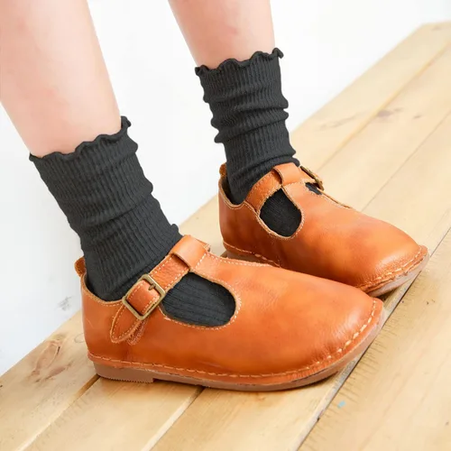 Vista 4 de KEREDA Calcetines con volantes para niñas, uniforme escolar, calcetines holgados para niños, 6 pares