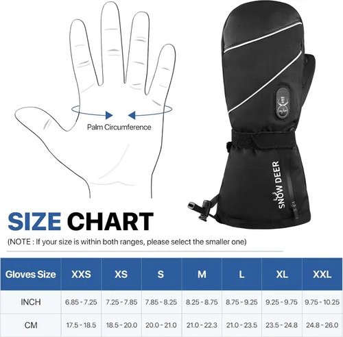 Vista 3 de SNOW DEER Guantes térmicos para hombres y mujeres, 7.4 V 2200 mAh, batería eléctrica recargable, esquí, esquí, patinaje, nieve, camping, senderismo