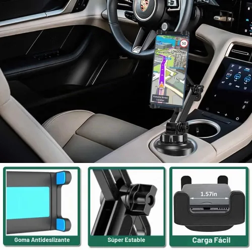 Vista 7 de Soporte universal para portavasos de automóvil para iPad y teléfono de 4 a 13 pulgadas, soporte universal para tableta con brazo ajustable para iPad