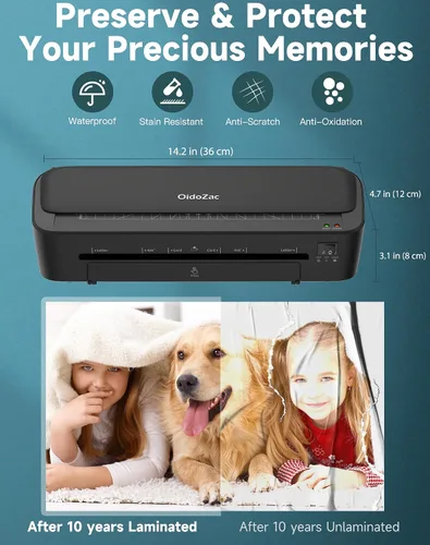 Vista 7 de Máquina Laminadora OidoZac, Tecnología Antiatasco de 11 en 1 con 36 Hojas Laminadoras, Laminadora Térmica de 9 Pulgadas A4, Máquina Laminadora A4