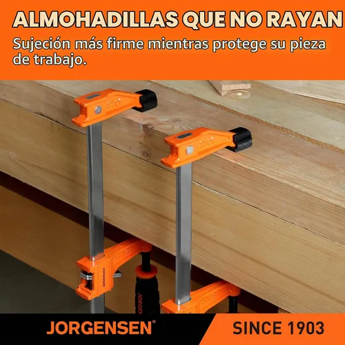 Vista 8 de Jorgensen Juego de abrazaderas de barra de 18 pulgadas, abrazaderas de barra de acero de servicio mediano para carpintería, abrazaderas de madera