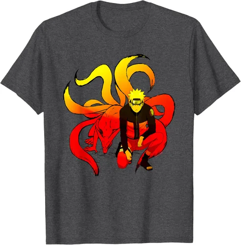 Vista 28 de Naruto Shippuden Naruto and 9 Tails - Camiseta de manga corta Negro
