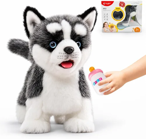 Vista 12 de CU-MATE Juguetes eléctricos de peluche Akita de 12 pulgadas, juguete electrónico de peluche para perro, robot interactivo Wuffy Puppy, caminar