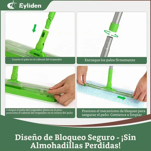Vista 13 de Eyliden Trapeador grande de 16.5 pulgadas, 3 tipos de 22 paños desechables Verde