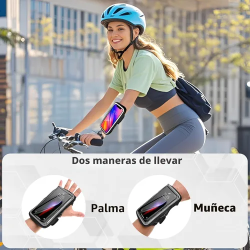 Vista 2 de Soporte de teléfono de muñeca para correr, brazaletes de antebrazo, brazalete para correr con ranura para tarjeta para iPhone Pro Max Plus