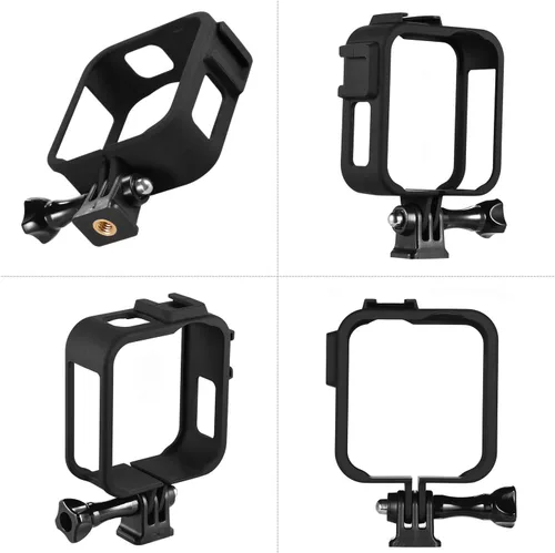 Vista 6 de Andoer Funda de cámara de acción para cámara de plástico con marco protector de carcasa de vlog con soportes dobles de zapata fría para cámara