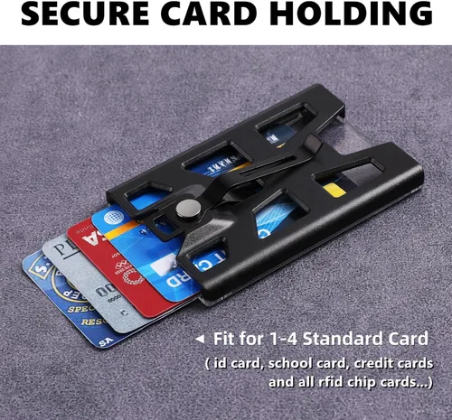 Vista 4 de ZAZE Portatarjetas para tarjetas de identificación con clip de cordón, cartera de plástico duro duradero resistente, portatarjetas verticales