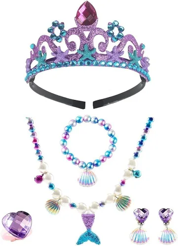 Vista 4 de MYRISAM Disfraz de sirena para niñas disfraz de princesa Halloween Navidad fiesta de cumpleaños desfile de tul con accesorios