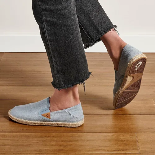 Vista 4 de OLUKAI Kaula Pa'a Kapa - Alpargatas para mujer, zapatos de lino sin cordones con diseño ligero de tacón caído, yute trenzado resistente al agua