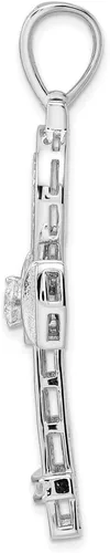 Vista 2 de Auriga Fine Jewelry Colgante de cruz Ankh de plata esterlina 925 con circonita cúbica rodiada para mujer (L-2.131 in, W-1.039 in), Metal, Circonita