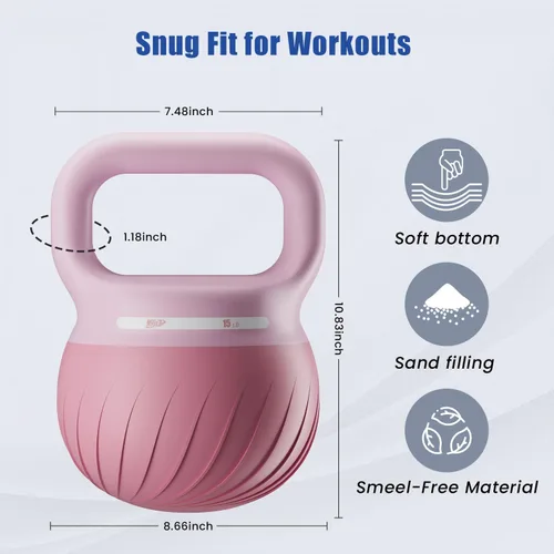 Vista 6 de YYJO Pesa rusa suave - Base de resistencia sacudida antideslizante, mango de agarre ancho 5/10/15 LBS Pesos de fuerza y seguridad para entrenamiento