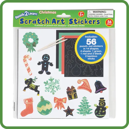Vista 7 de READY 2 LEARN Calcomanías para rascar – Navidad – Paquete de 56 – Calcomanías personalizables y autoadhesivas – Calcomanías de Navidad rayables