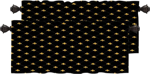 Vista 101 de Cortinas opacas de poliéster multicapa para cafetería, con diseño de diamantes, 2 unidades, 26 x 24 pulgadas